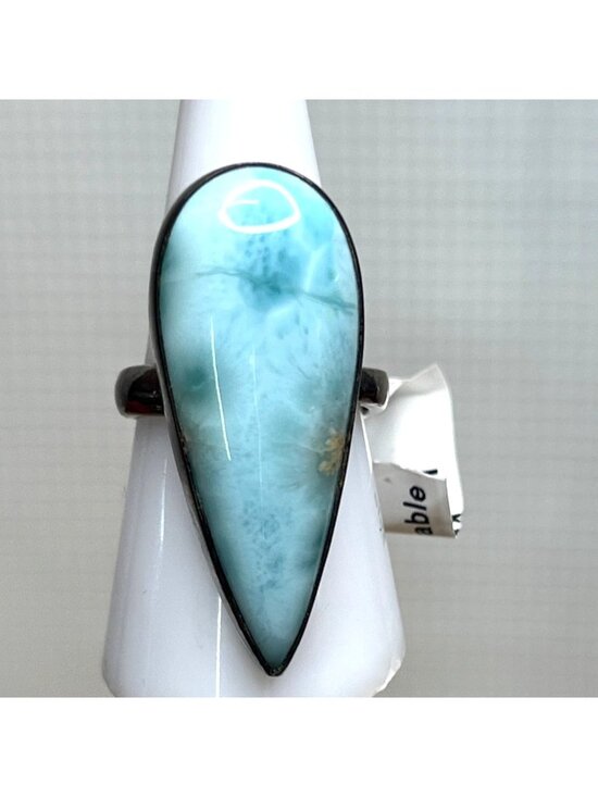 Larimar Stone Sterling Silver Handcrafted Rings for sale | eBay Artisan inspired handcrafted .925 sterling silver ring, Larimar, size 8 adjustab